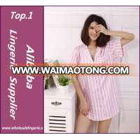 Ladies Sleepshirt Summer Sexy Satin Silk Sleep Shirt Women Nightshirts Pink Nighties Sleepwear