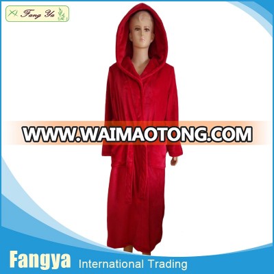 Hotel Women coral fleece bathrobe with hood