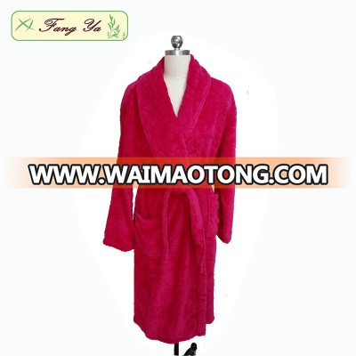 2018 Girl Super Soft Red Coral Fleece Sexy Bathrobe