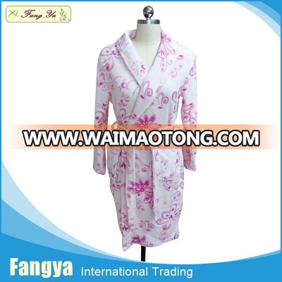 women winter printed warm soft thick coral fleece robes